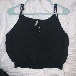 Black button crop top
